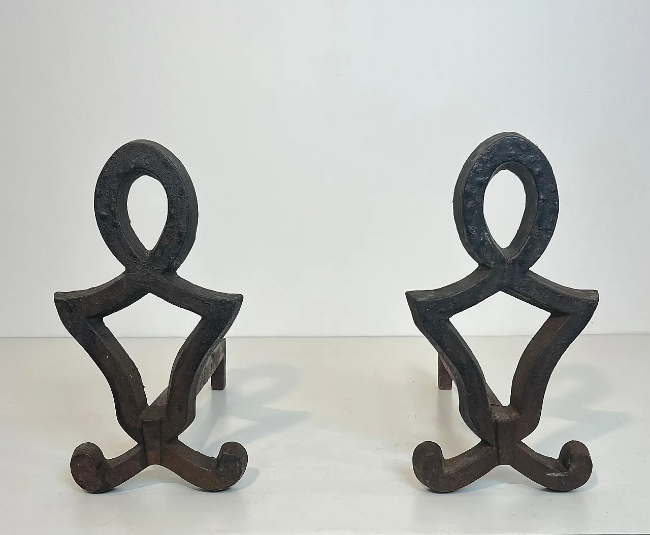 Pair of cast iron and wrought iron hallways by Raymond Su, 1940s 2