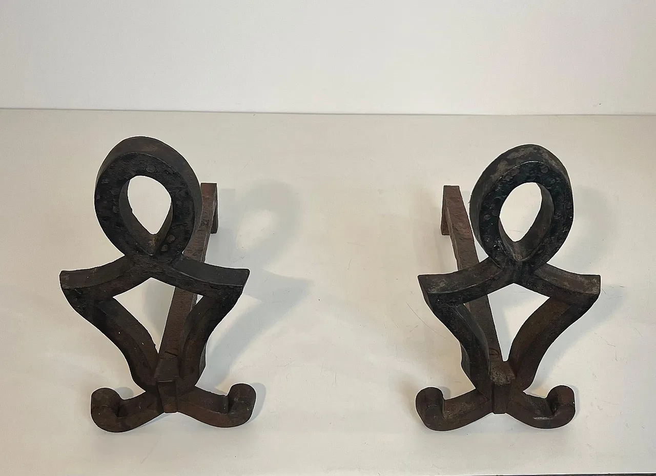 Pair of cast iron and wrought iron hallways by Raymond Su, 1940s 4