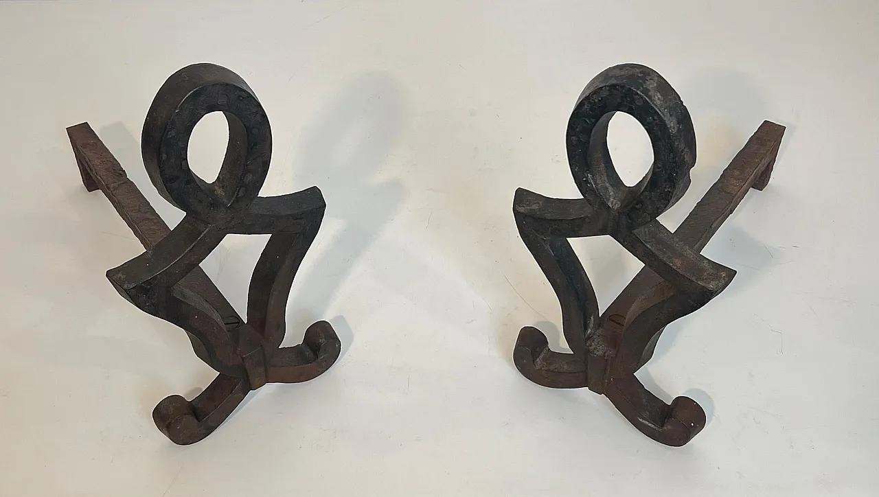 Pair of cast iron and wrought iron hallways by Raymond Su, 1940s 5