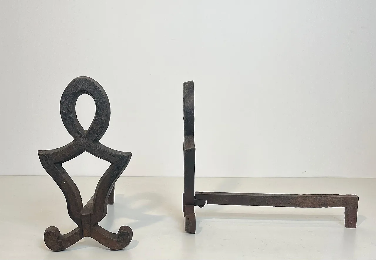 Pair of cast iron and wrought iron hallways by Raymond Su, 1940s 6