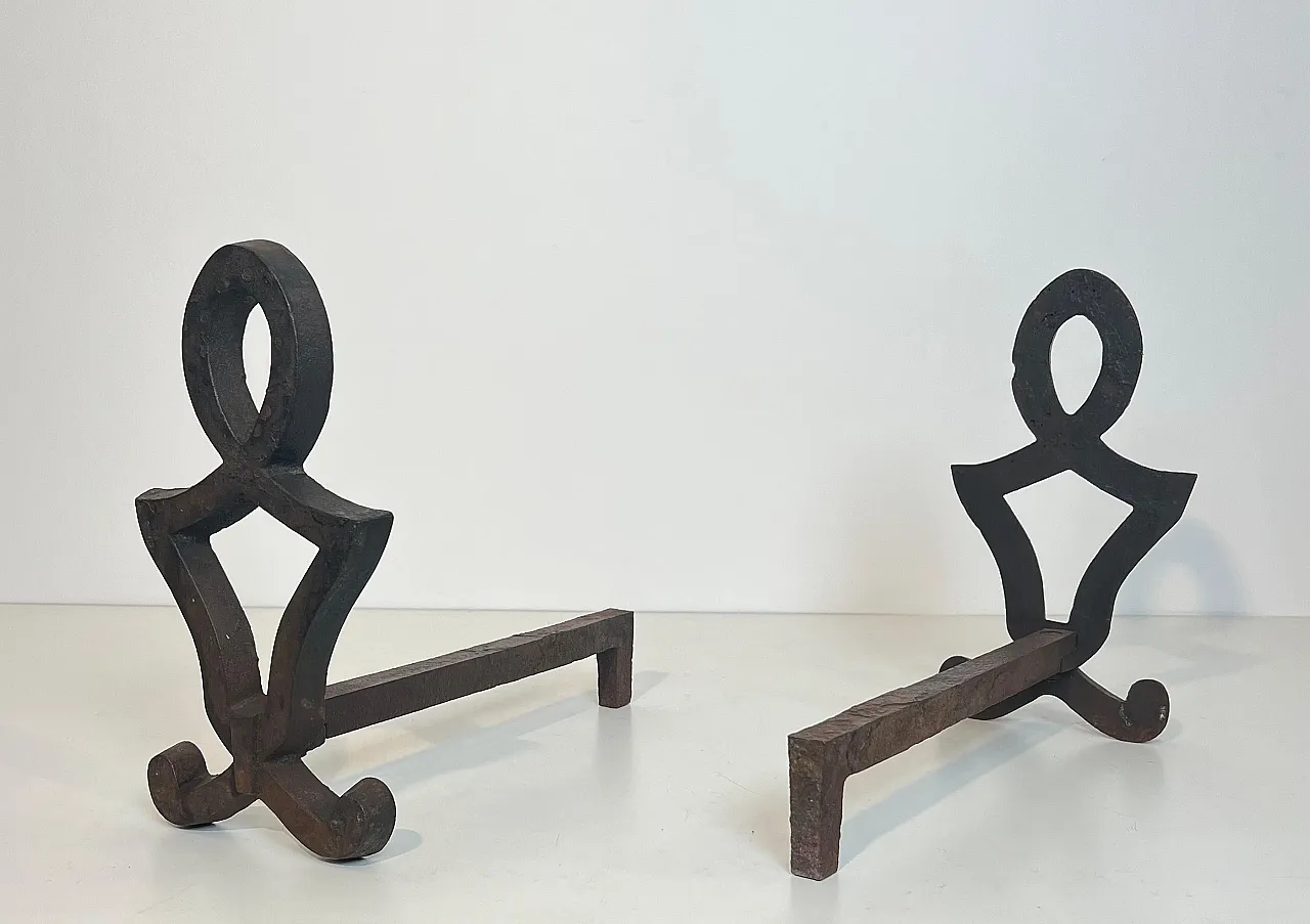 Pair of cast iron and wrought iron hallways by Raymond Su, 1940s 7