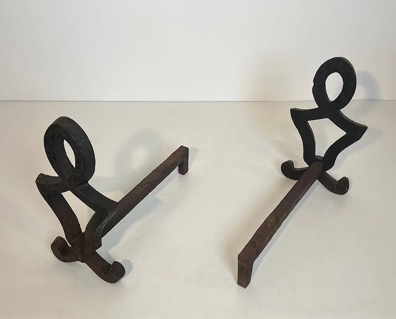 Pair of cast iron and wrought iron hallways by Raymond Su, 1940s 8