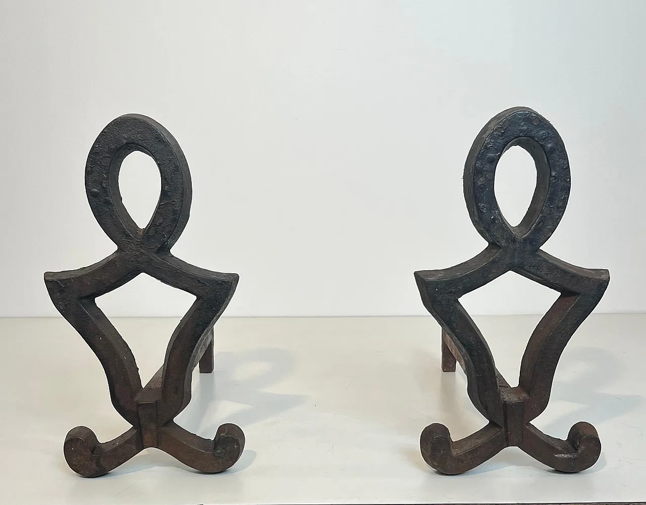 Pair of cast iron and wrought iron hallways by Raymond Su, 1940s 12