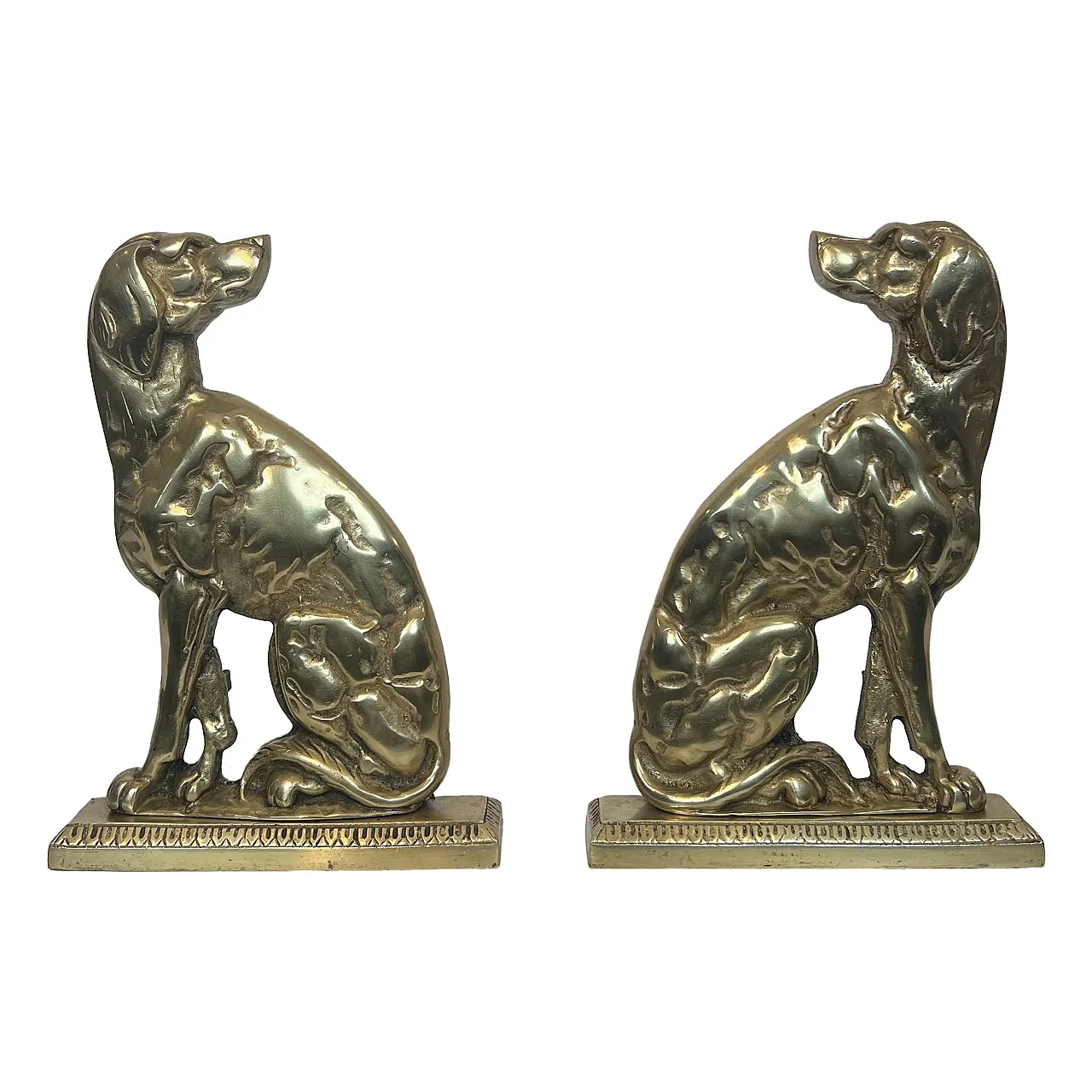 Pair of bronze Androns depicting dogs, 1930s 1
