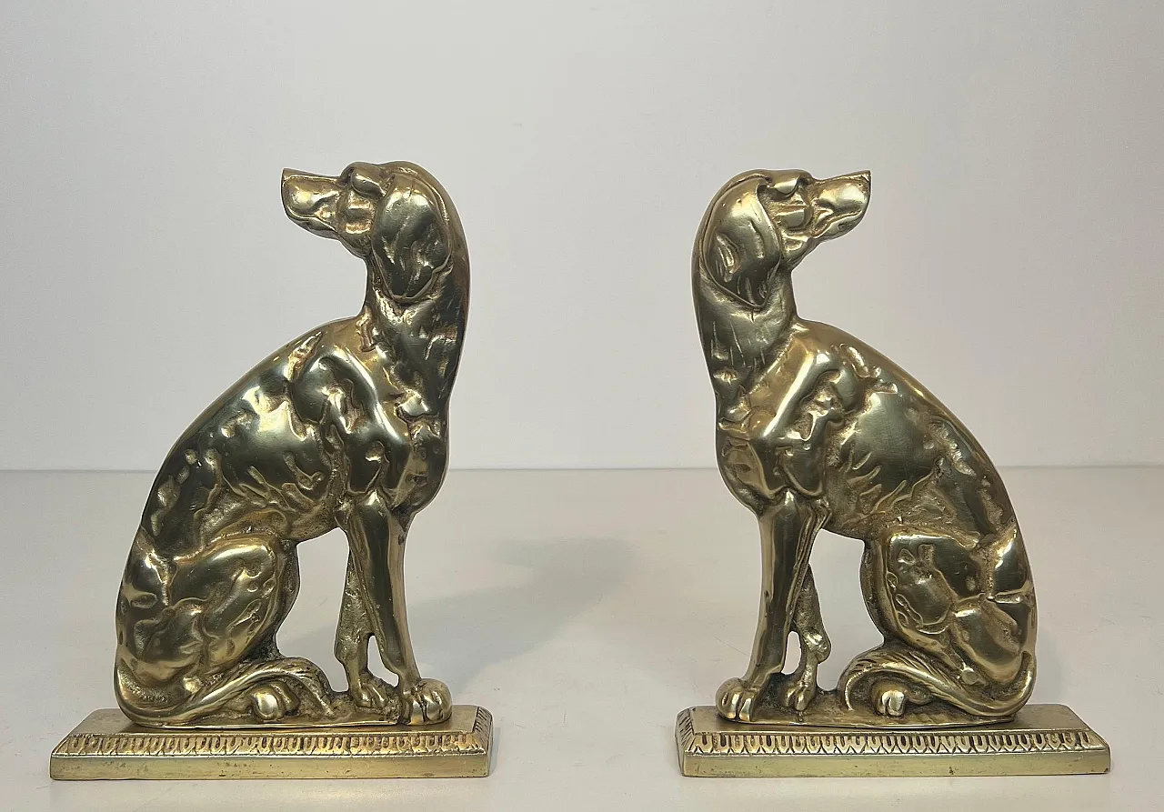 Pair of bronze Androns depicting dogs, 1930s 2