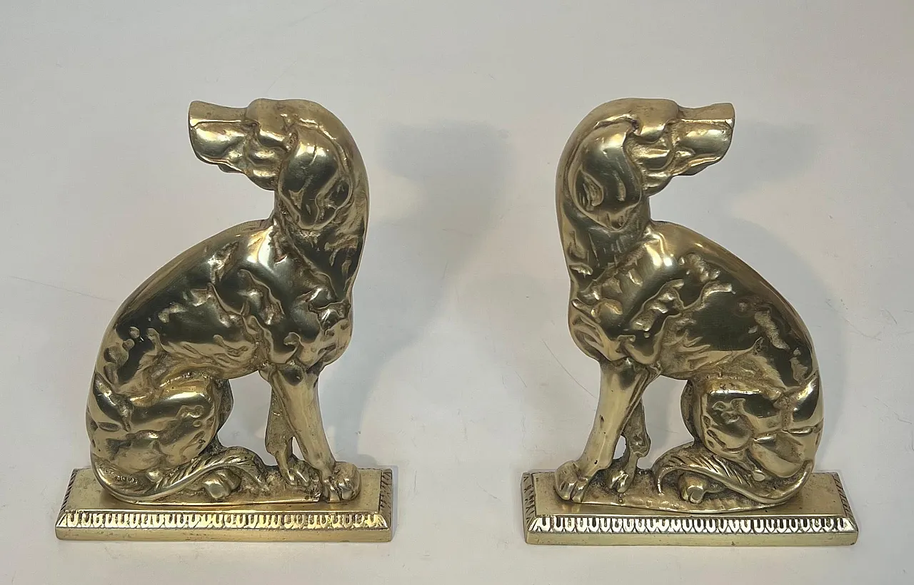 Pair of bronze Androns depicting dogs, 1930s 3