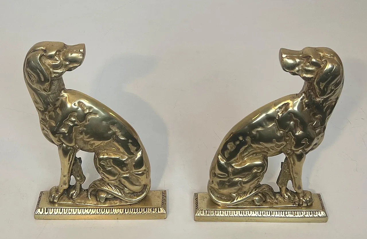 Pair of bronze Androns depicting dogs, 1930s 11