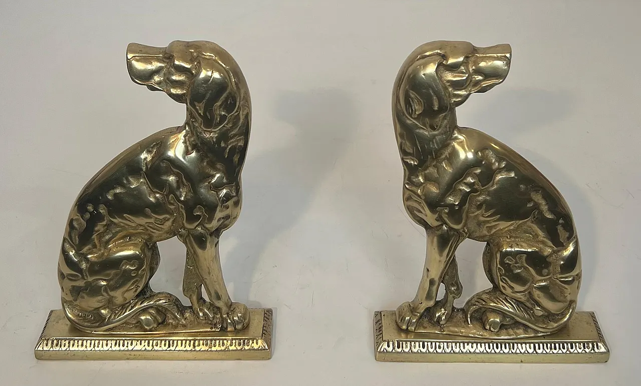 Pair of bronze Androns depicting dogs, 1930s 12