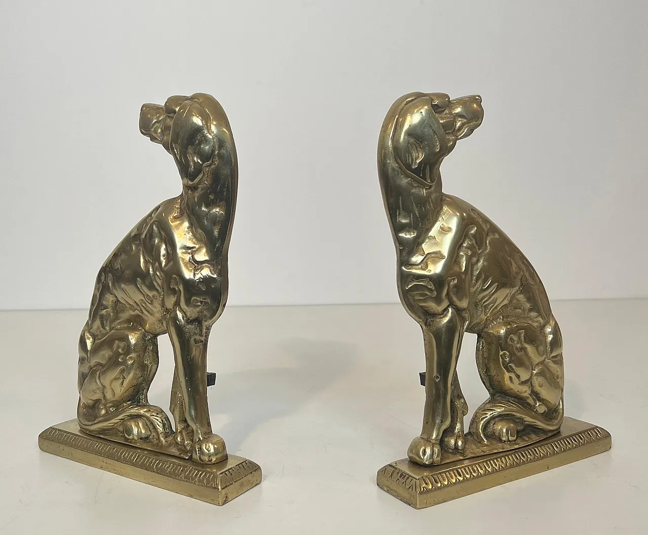 Pair of bronze Androns depicting dogs, 1930s 19