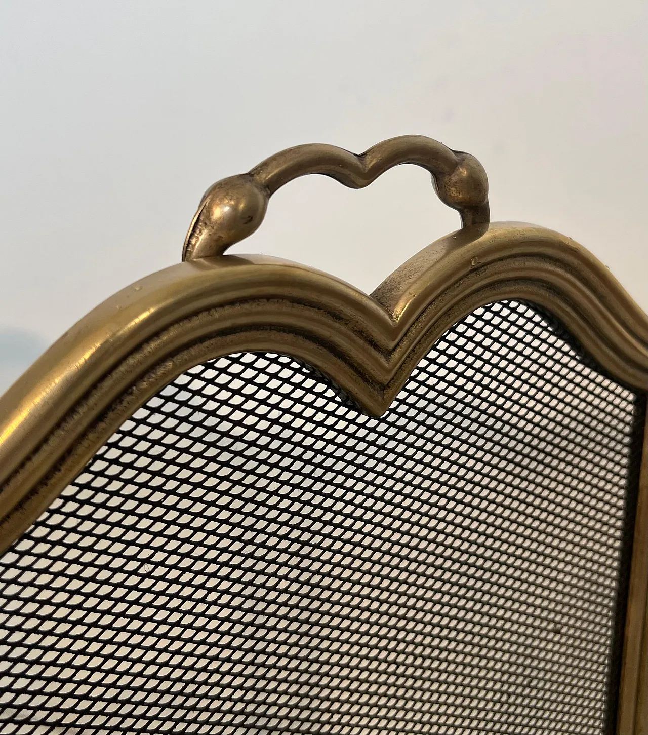 4-panel fireplace screen in brass and grille, 1970s 9