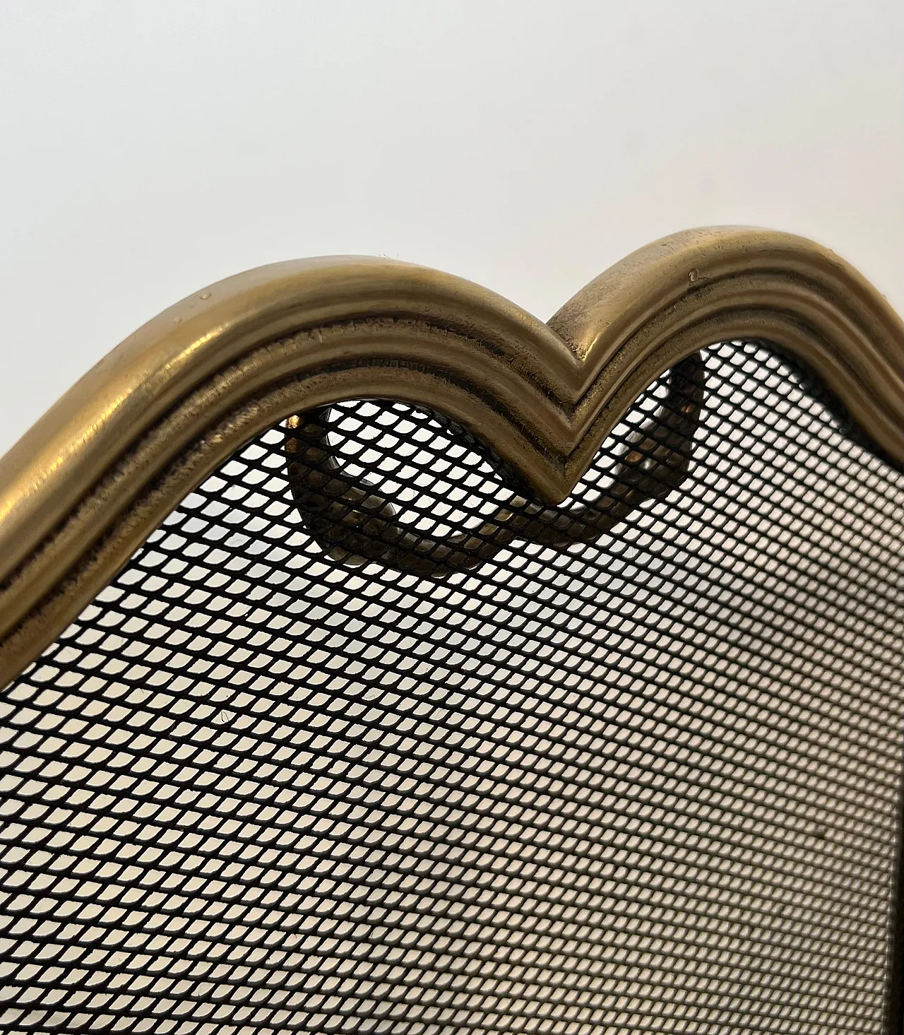 4-panel fireplace screen in brass and grille, 1970s 10