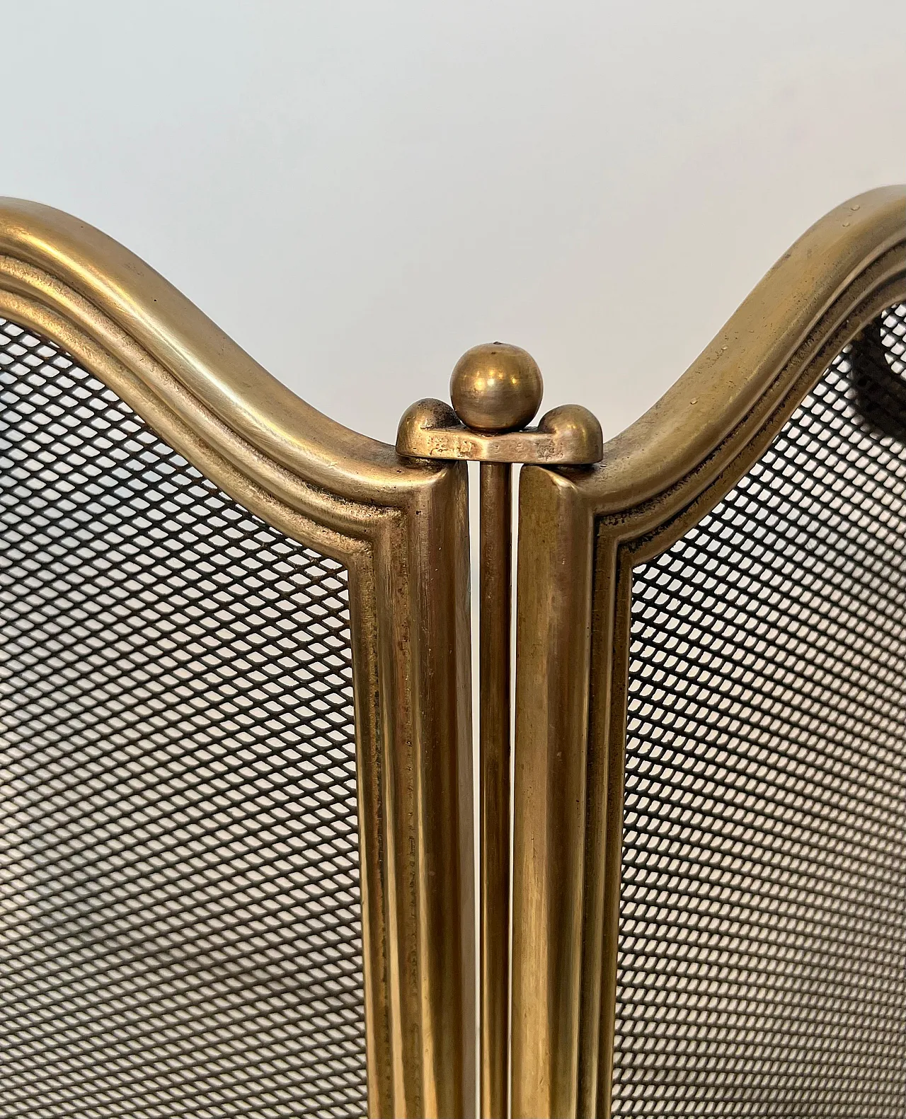 4-panel fireplace screen in brass and grille, 1970s 11