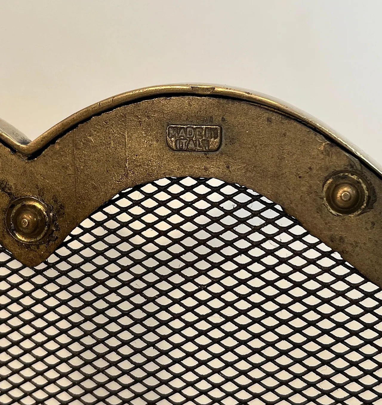 4-panel fireplace screen in brass and grille, 1970s 15