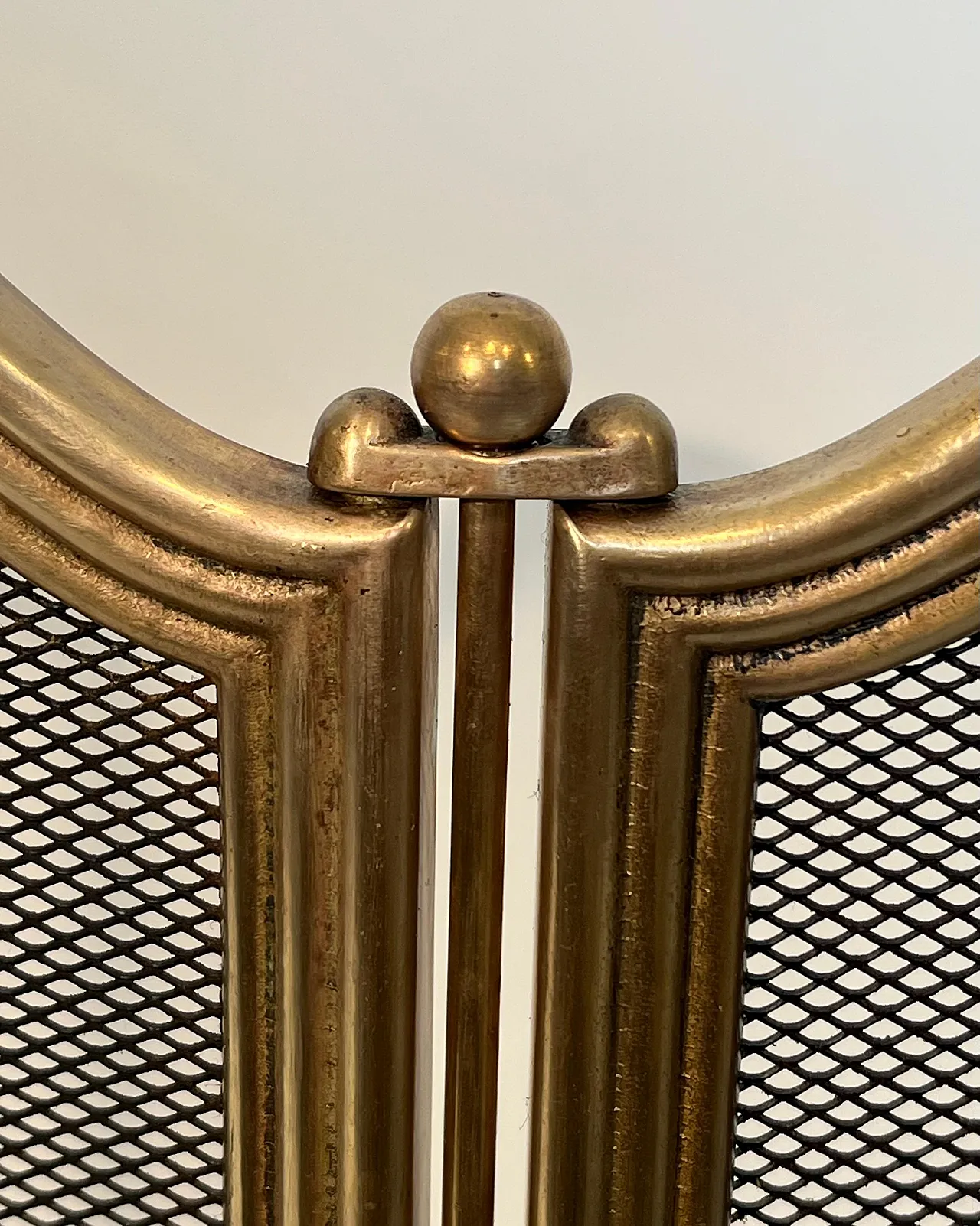 4-panel fireplace screen in brass and grille, 1970s 16