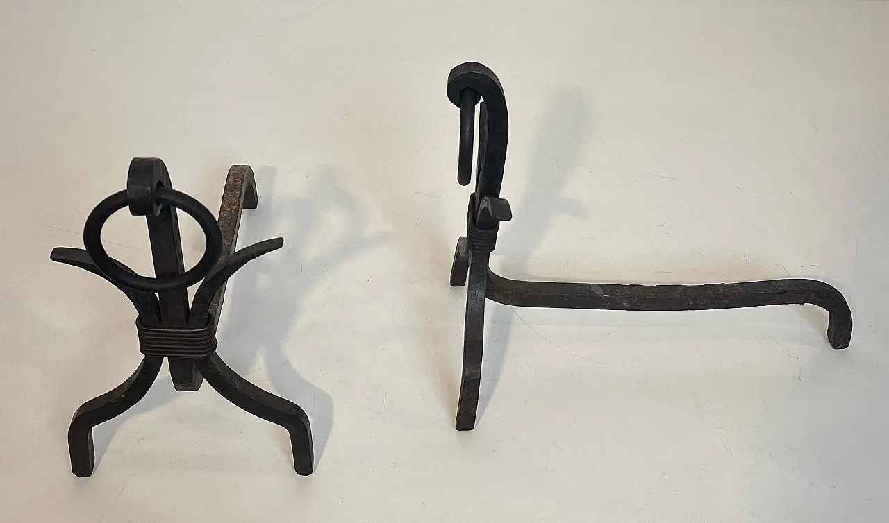 Coppia di androni modernisti in ferro battuto, anni '40 14