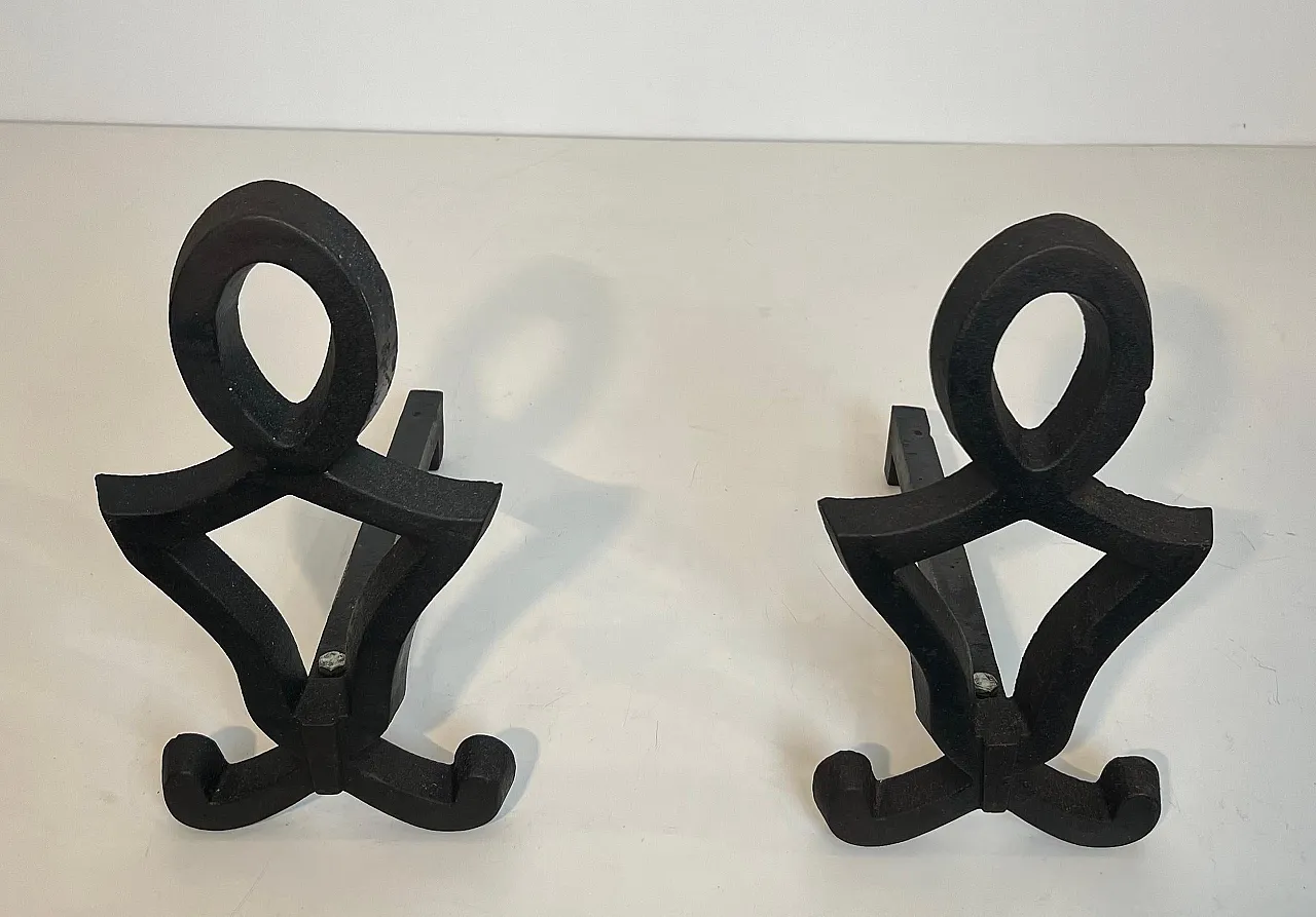 Pair of cast iron and wrought iron hallways by Raymond Subes, 1950s 4