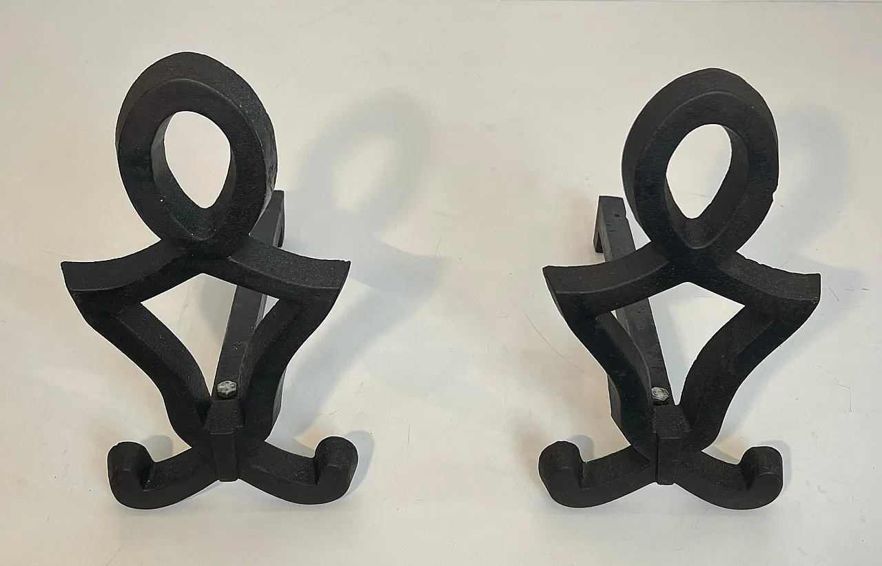 Pair of cast iron and wrought iron hallways by Raymond Subes, 1950s 9