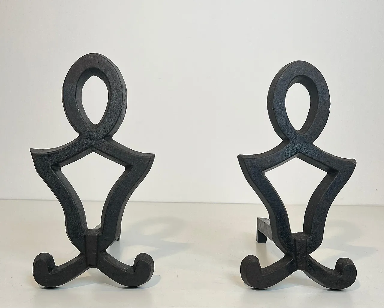 Pair of cast iron and wrought iron hallways by Raymond Subes, 1950s 17