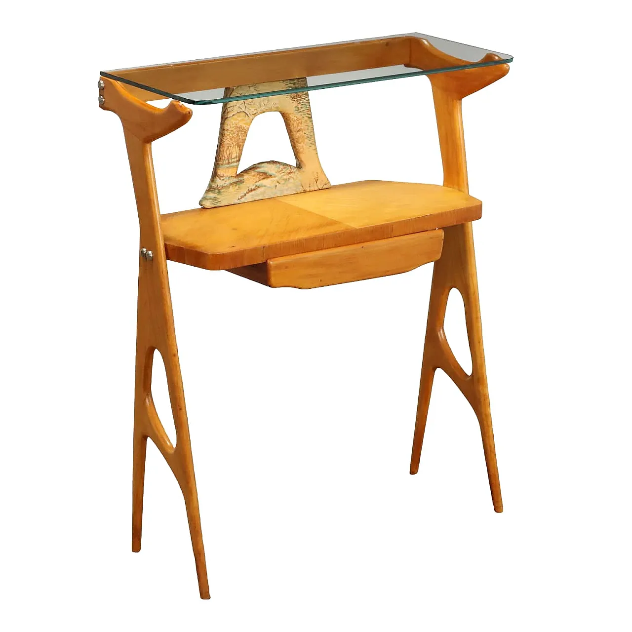 Console table in beech and ash veneer, 1950s 1