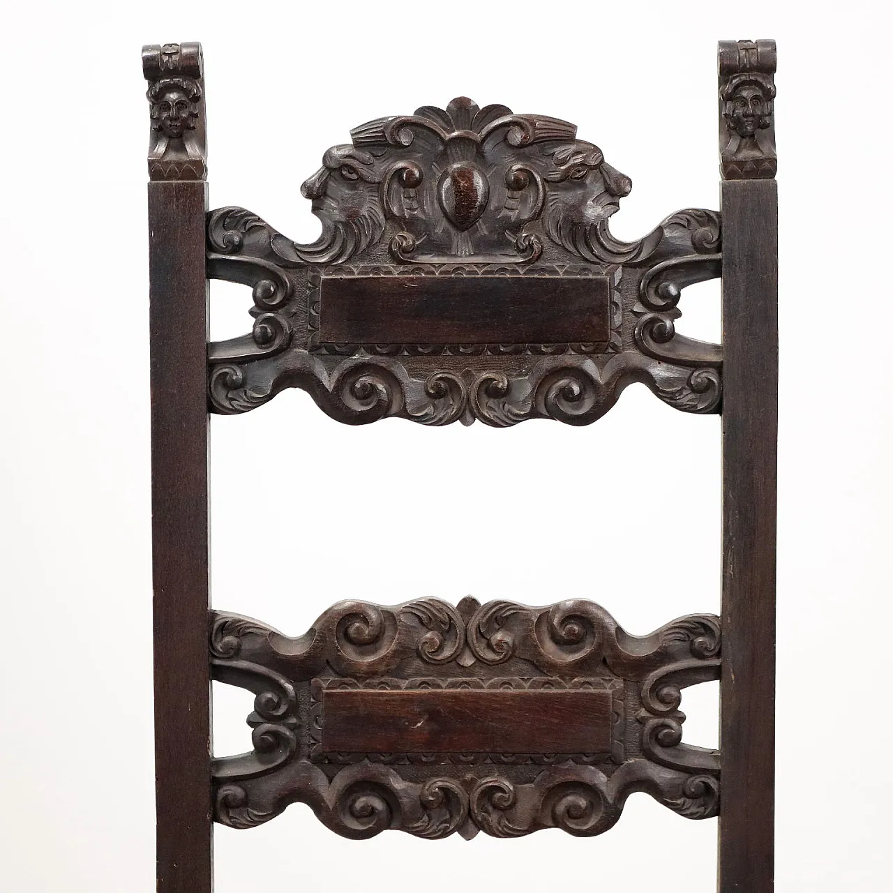 6 Baroque-style walnut chairs, 19th century 4