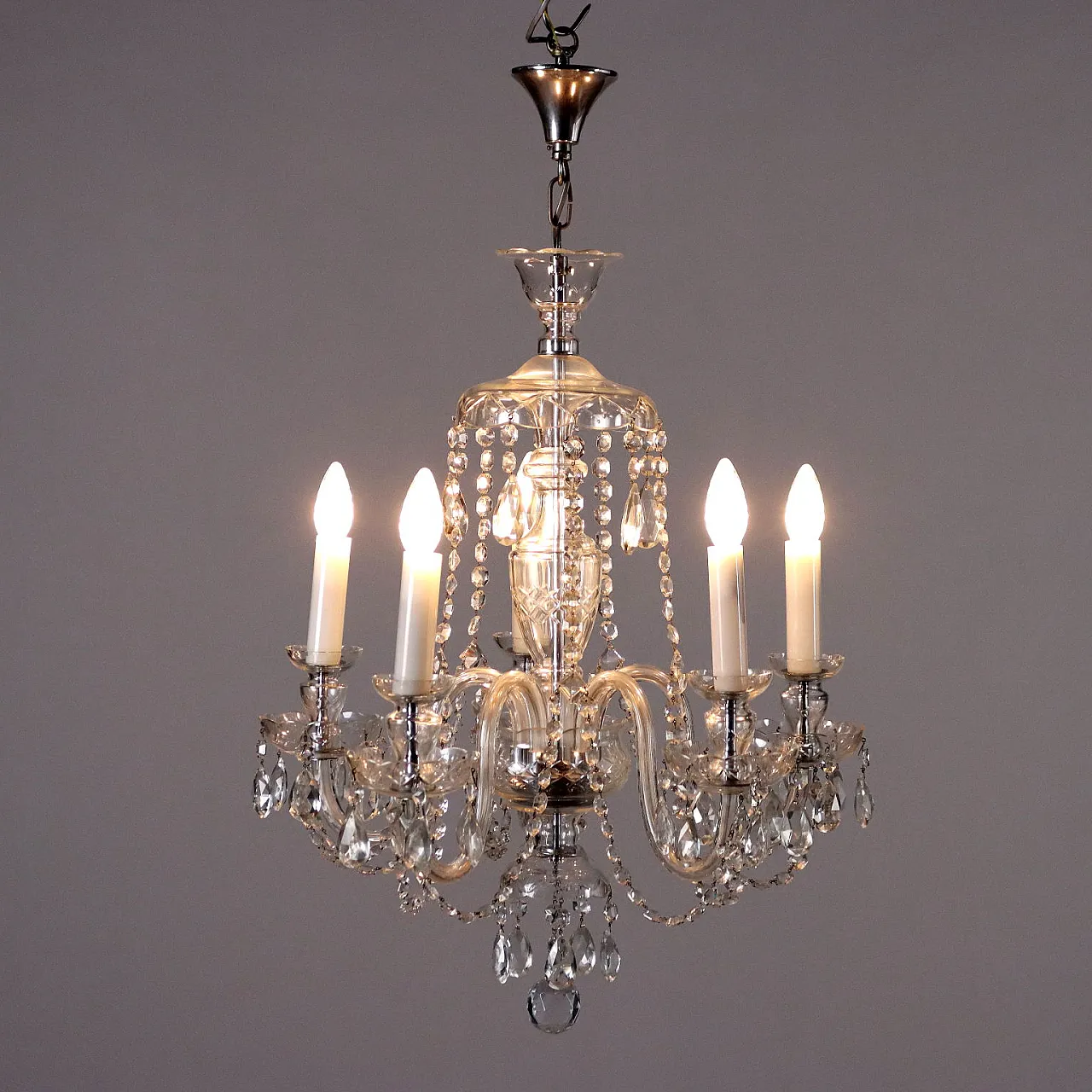 Five-light crystal and cut glass chandelier 1