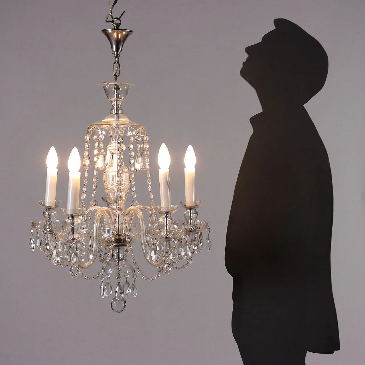 Five-light crystal and cut glass chandelier 2