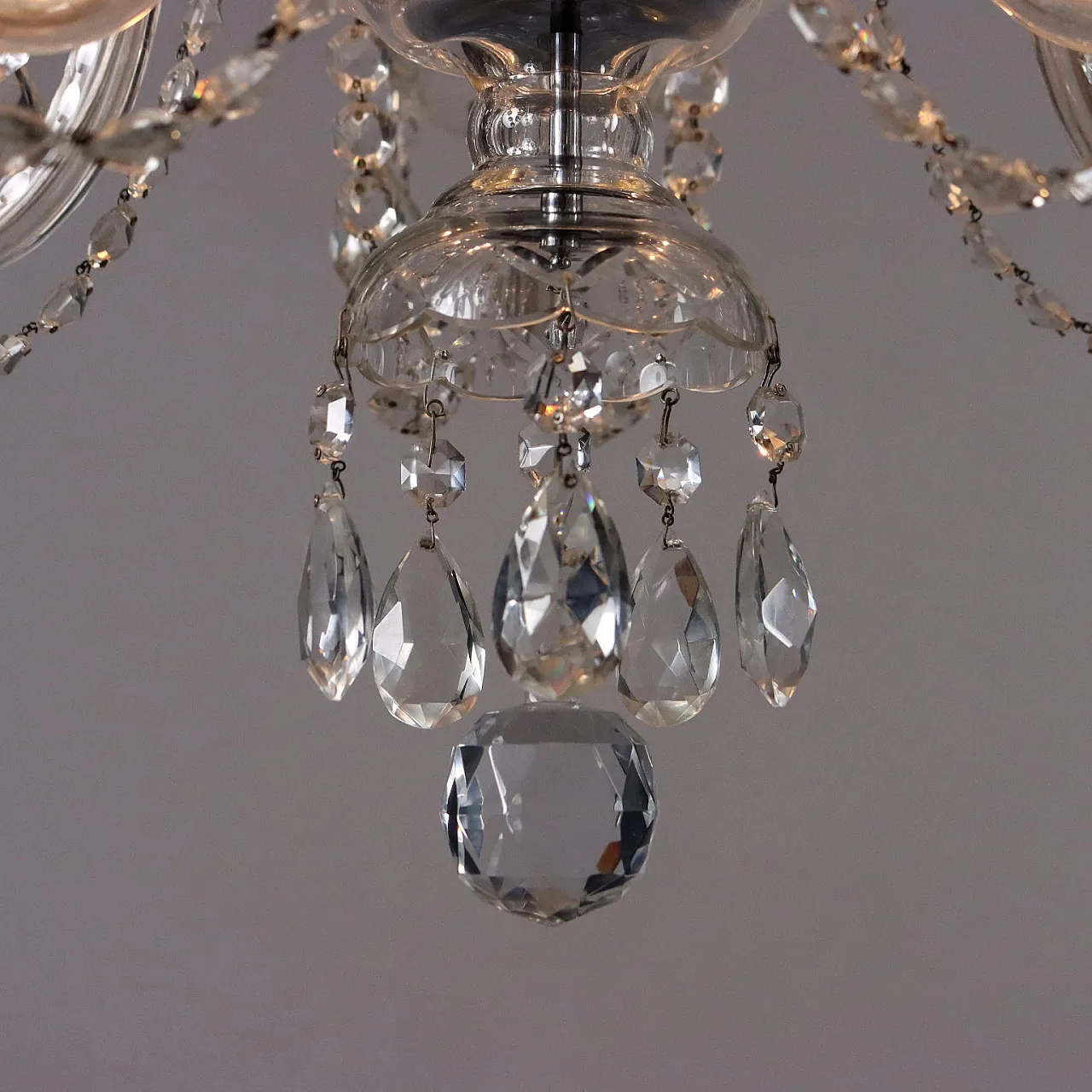Five-light crystal and cut glass chandelier 6