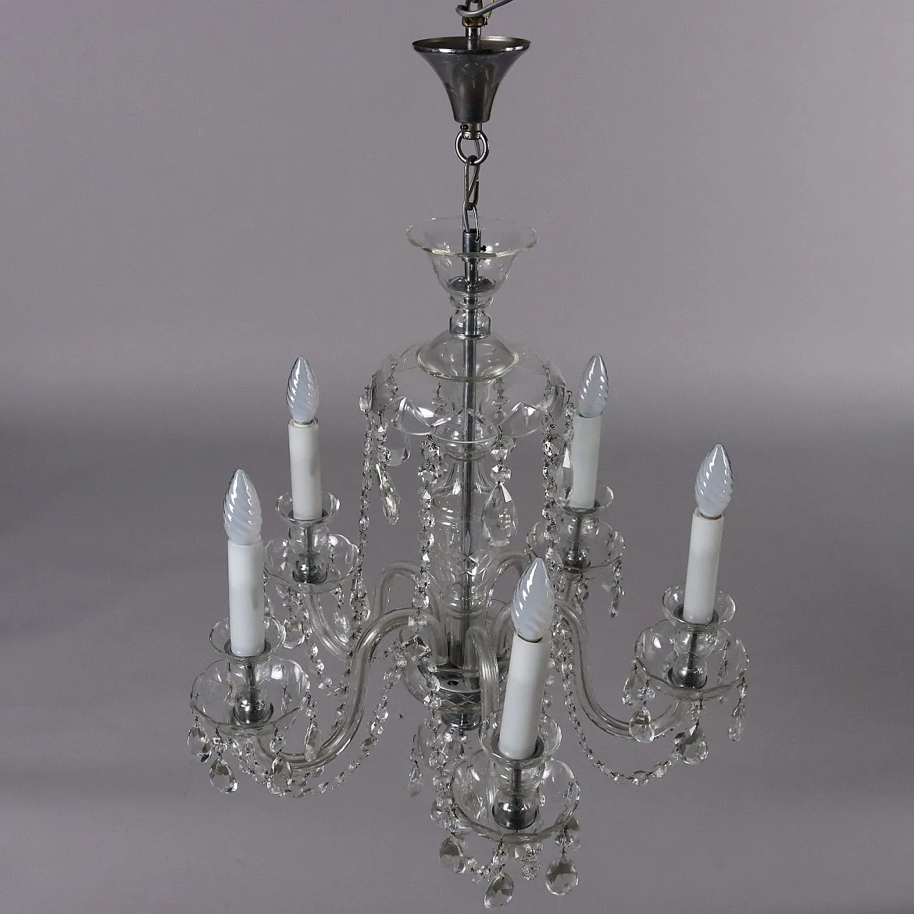 Five-light crystal and cut glass chandelier 8