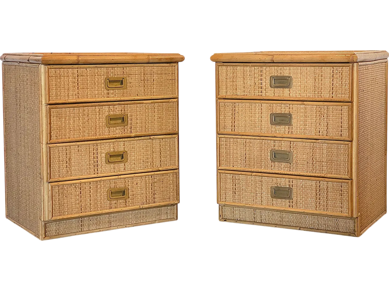 Pair of wicker bedside tables, 70s 13