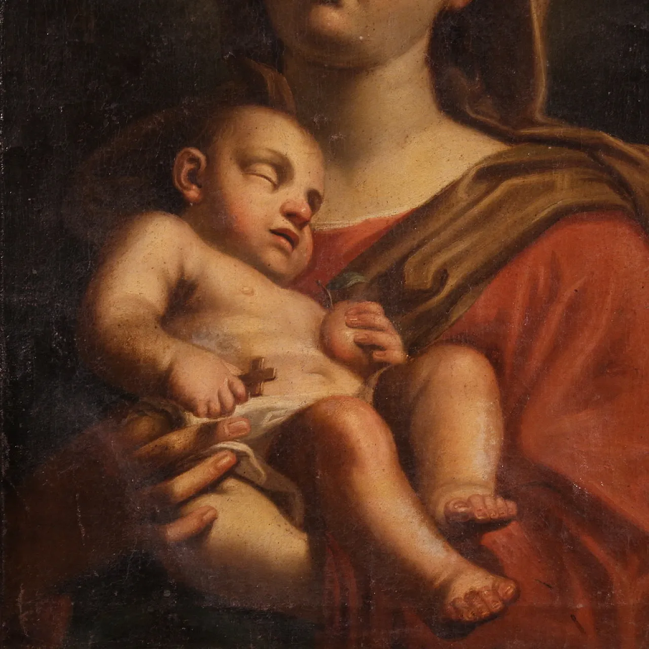 Antico dipinto Madonna col bambino, '600 4