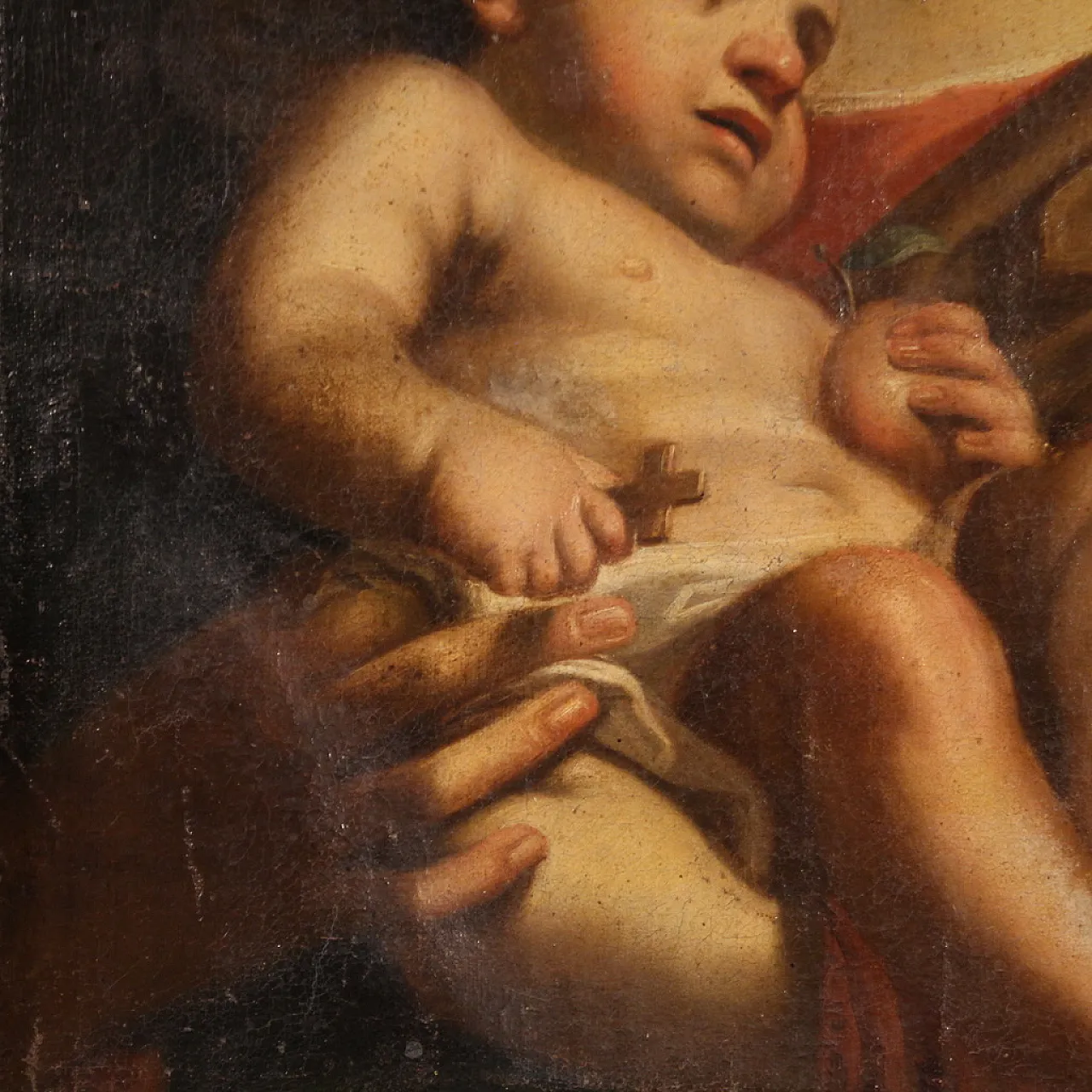 Antico dipinto Madonna col bambino, '600 6