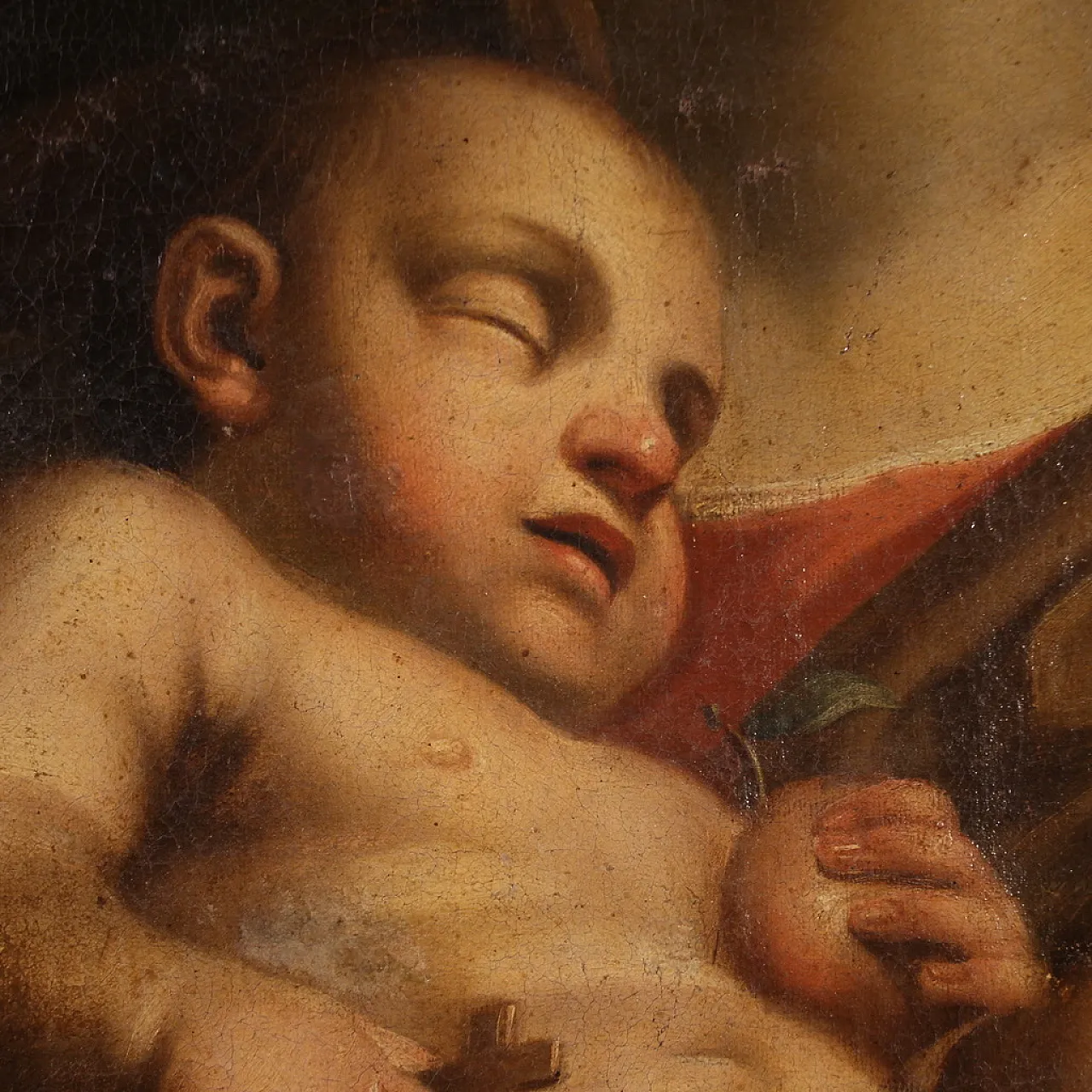 Antico dipinto Madonna col bambino, '600 8