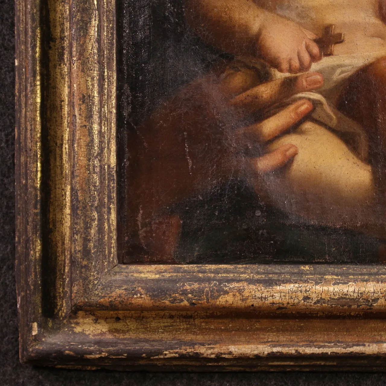 Antico dipinto Madonna col bambino, '600 9