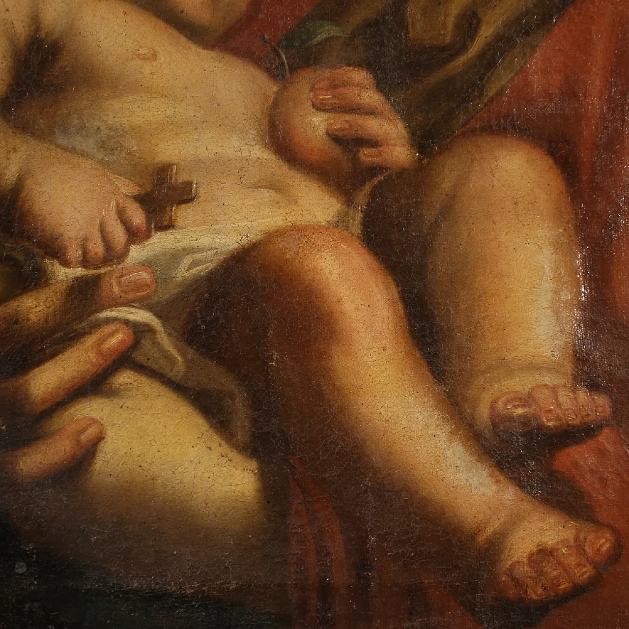 Antico dipinto Madonna col bambino, '600 15