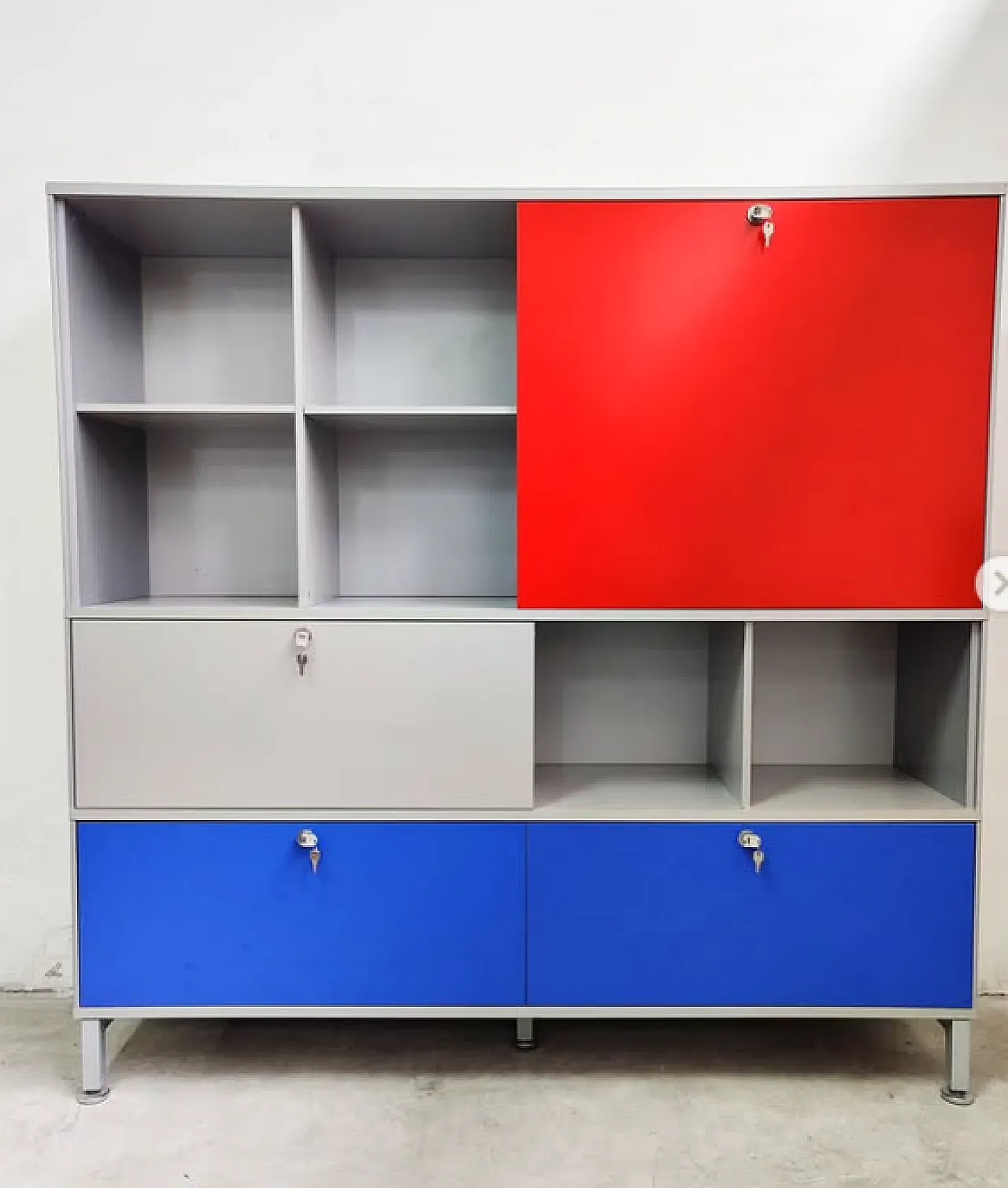 Libreria da ufficio Fantoni in legno, anni '80 1