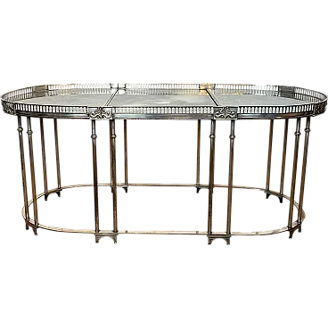 Tavolino placcato in argento con piani in Antique Mirror, anni '40