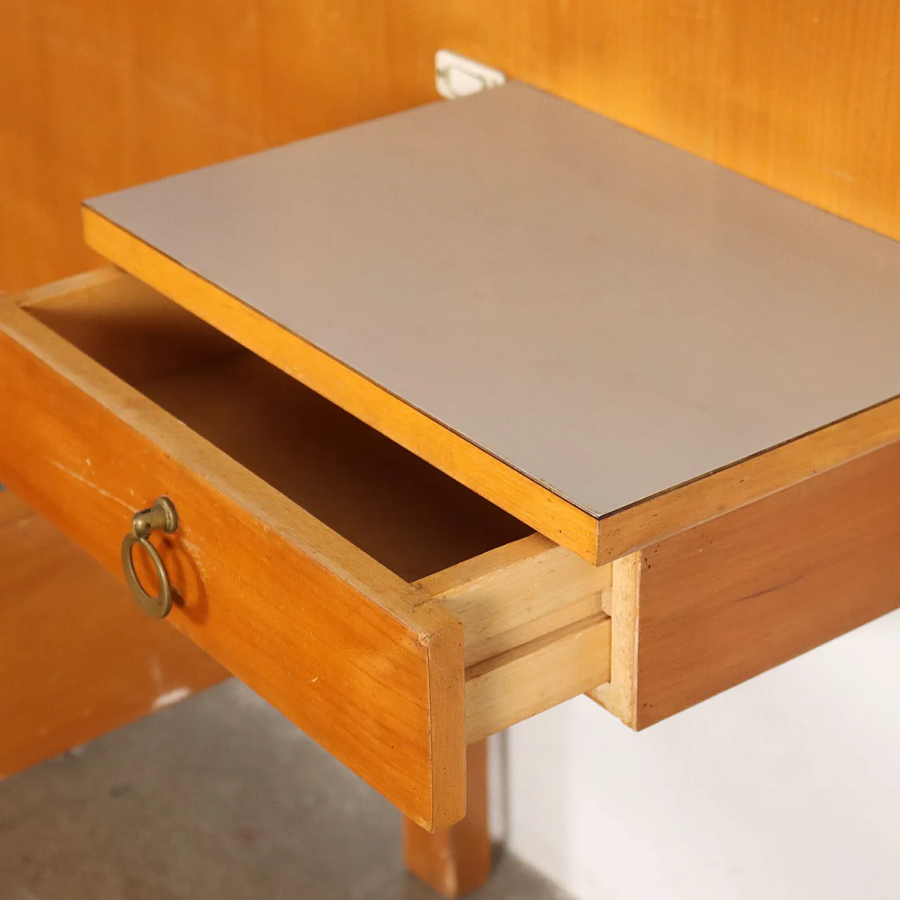 Maple single bed with shelf, 1950s 6