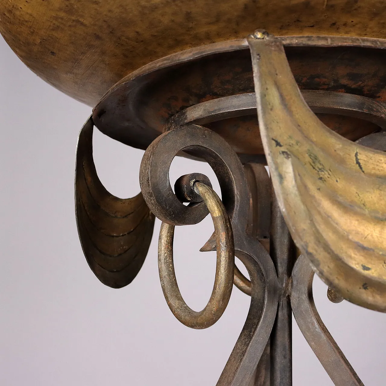 Pair of floor torch holders in wrought iron 6