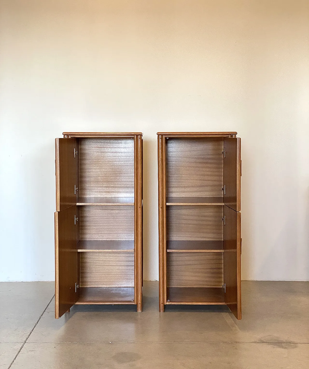 Pair of wicker cabinets and bamboo, 80s 5