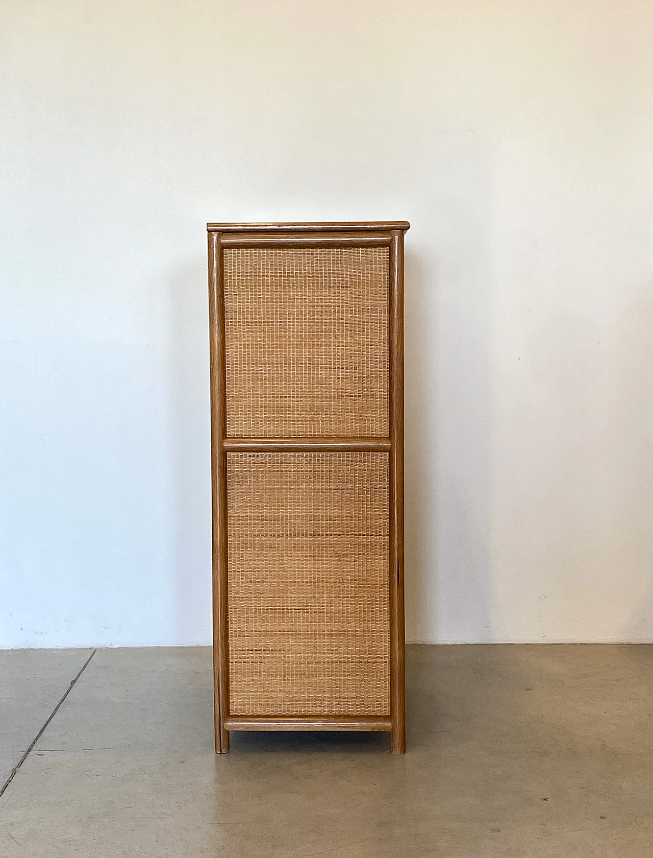 Pair of wicker cabinets and bamboo, 80s 9