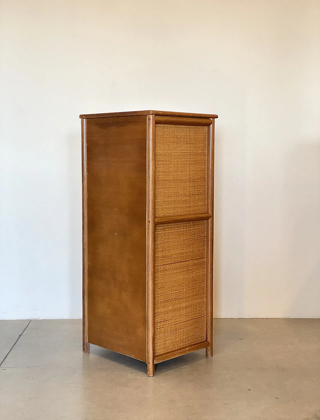 Pair of wicker cabinets and bamboo, 80s 12