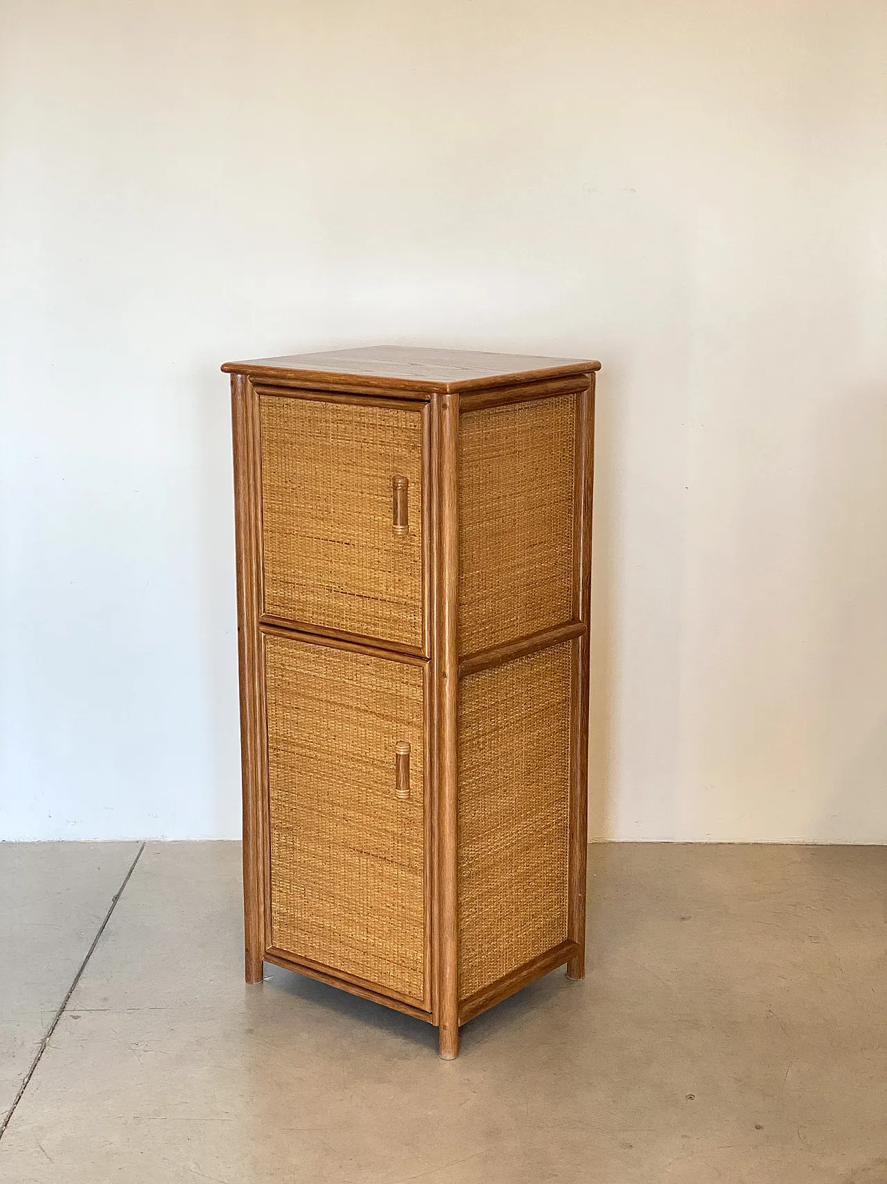 Pair of wicker cabinets and bamboo, 80s 13