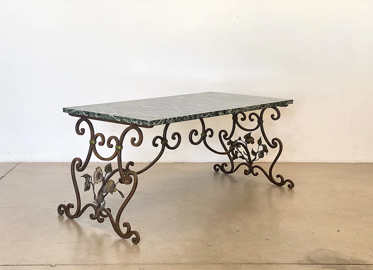 Wrought iron table in Louis XV style 60s 1