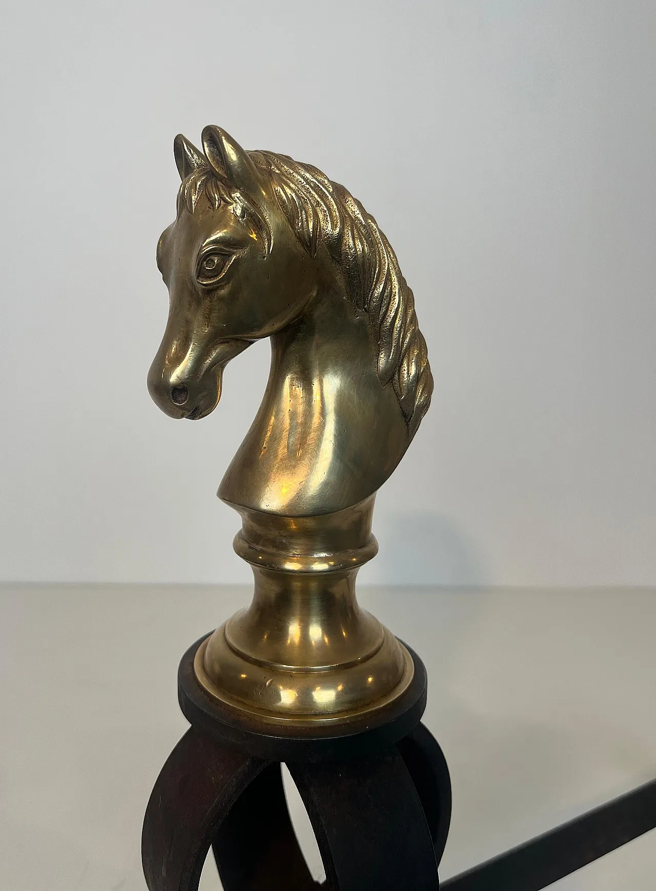 Pair of bronze & wrought iron hallways with horse heads, 20th century 8