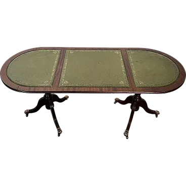 Tavolino in legno con piedi a zampa di bronzo e pelle, anni '40