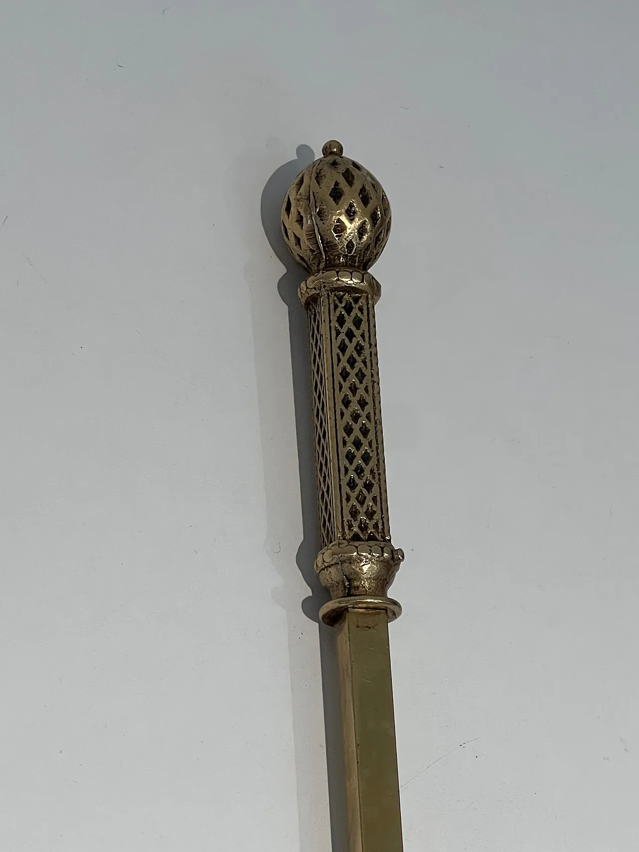 Attrezzi per camino in bronzo e ottone in stile neoclassico, anni '30 10