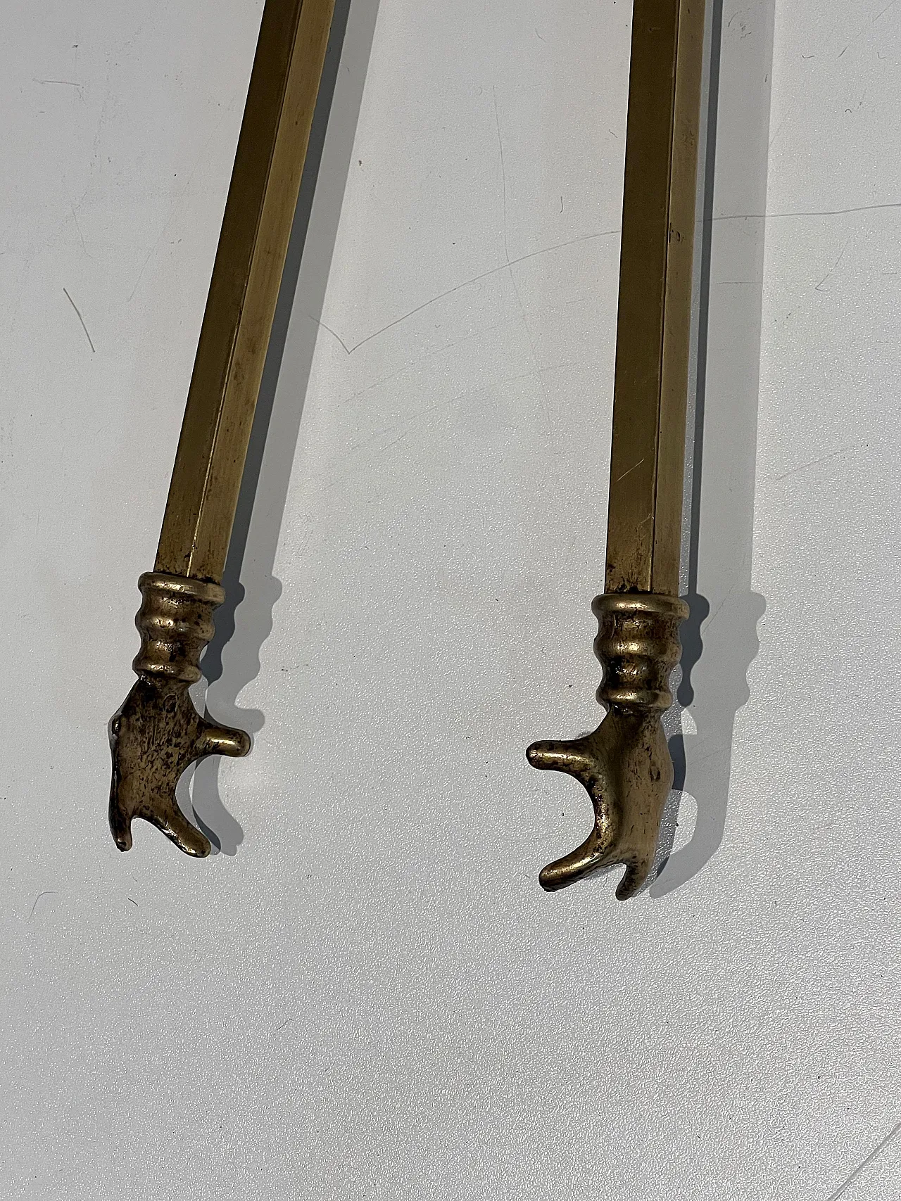 Attrezzi per camino in bronzo e ottone in stile neoclassico, anni '30 12