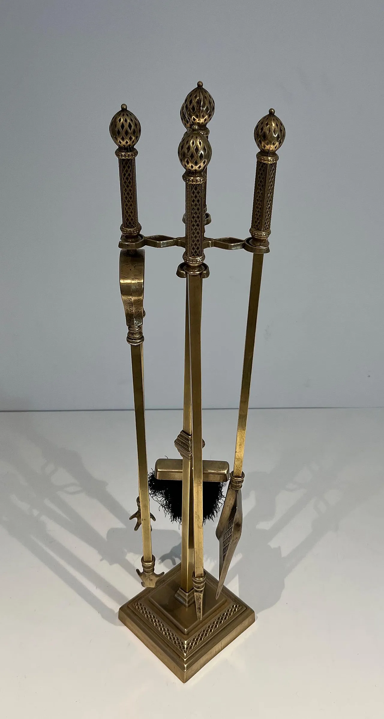 Attrezzi per camino in bronzo e ottone in stile neoclassico, anni '30 13