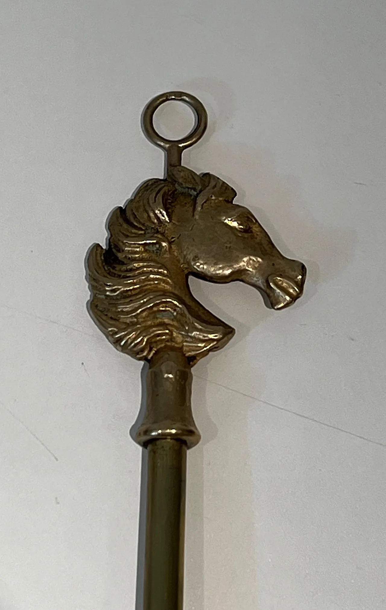 Attrezzi per caminetto in ottone a forma di testa di cavallo, anni '50 10