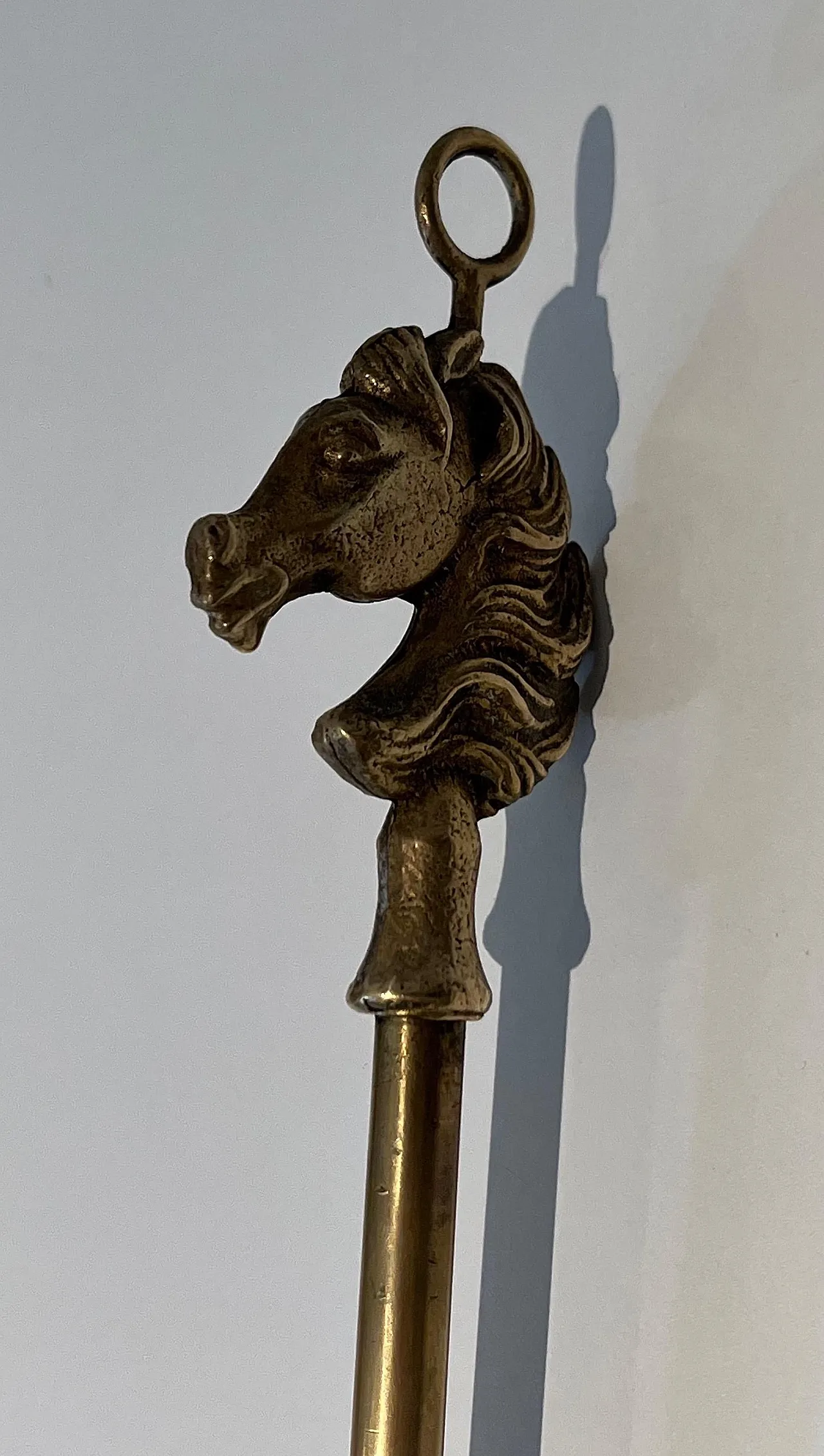 Attrezzi per caminetto in ottone a forma di testa di cavallo, anni '50 17